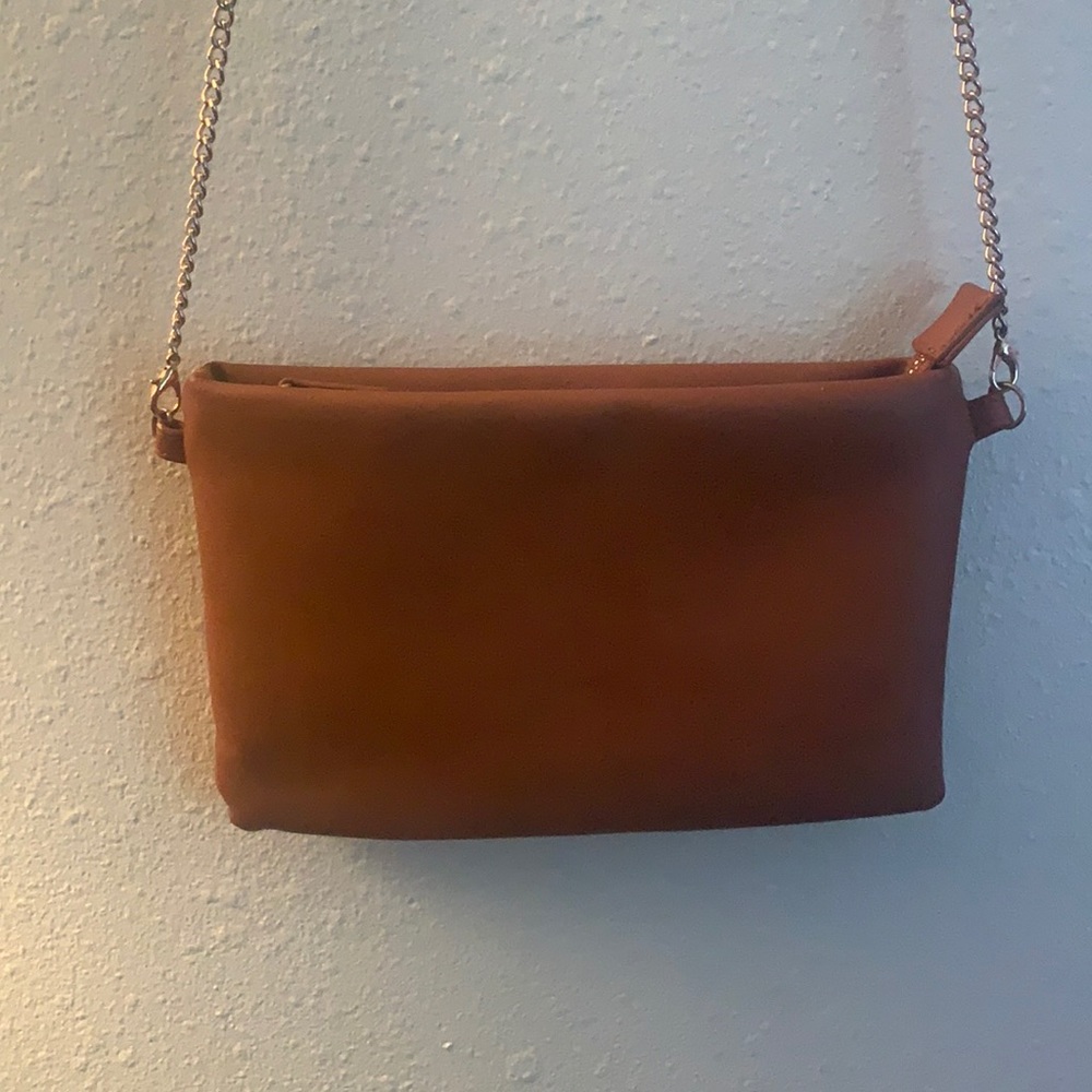 Brown Bag w/ detachable gold chain from Forever 21. Can also be used as a clutch